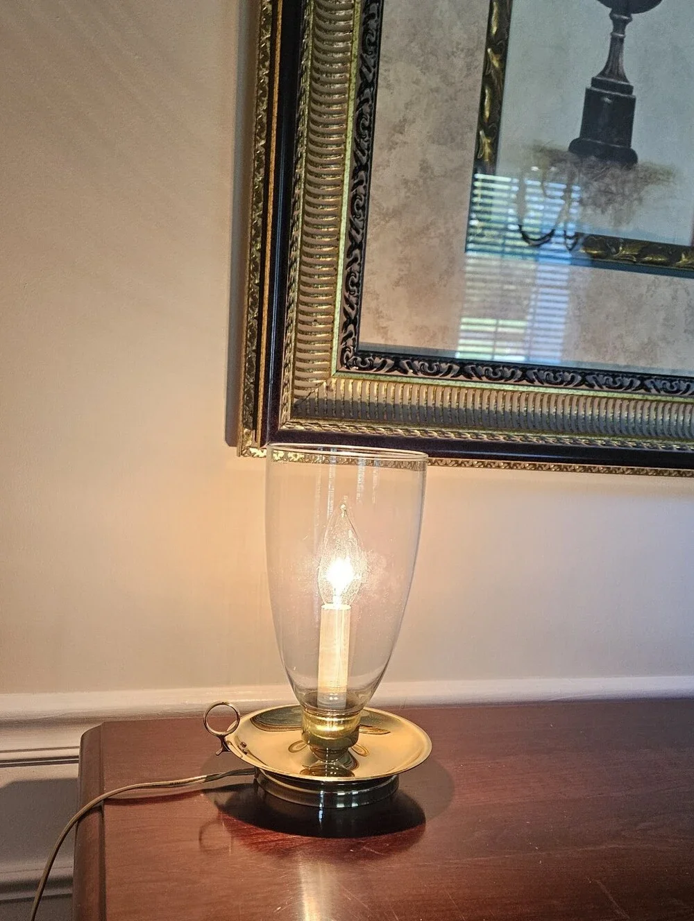 Vintage Brass Hurricane Candle Lamp 10
